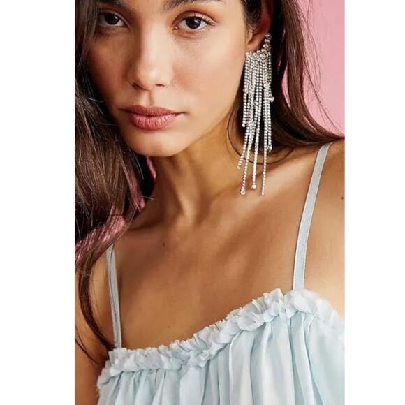 Free People Comeback Kid Ear Party NWT Dangles Rhinestones Fringe Western Boho - Picture 10 of 12